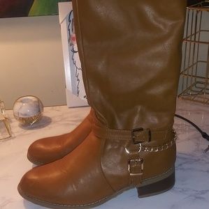 BUCKLE CHAIN RIDING BOOTS